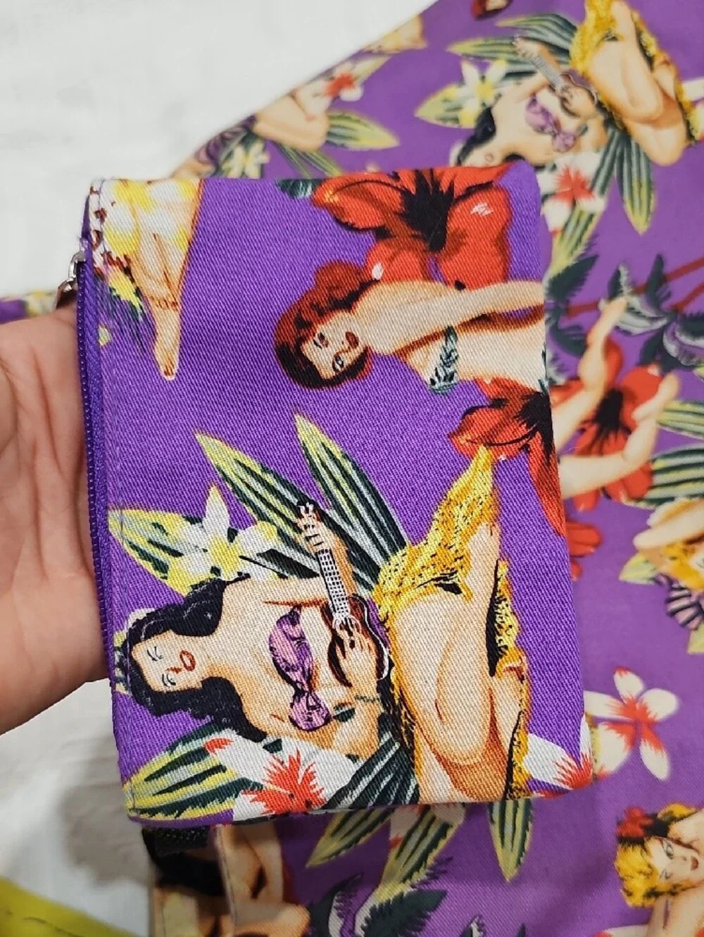 Purple Tropical Pin-Up Print Women's Shoulder Bag